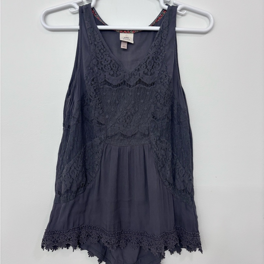 Knox Rose Green and Gray Embroidered Tops - Picture 9 of 15